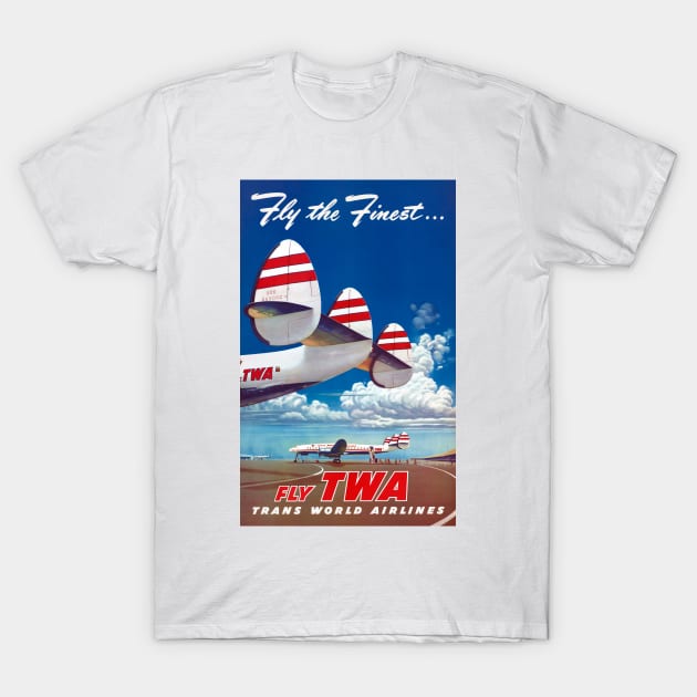 Vintage Travel Poster USA Trans World Airlines T-Shirt by vintagetreasure